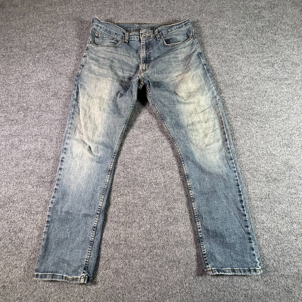 Signature by Levi's Straight Jeans Men's 34x30 Blue Cotton Denim Faded Stretch